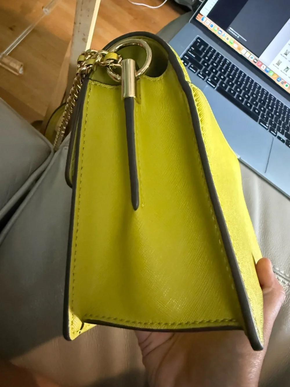 Tory Burch Convertible Robinson Saffiano Leather Crossbody Lime Green